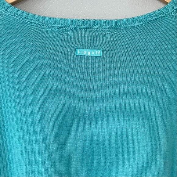 Liz Golf Plus Size 2X Blue Chevron Pointelle Preppy Sporty Tennis Prep Sweater - Picture 5 of 11